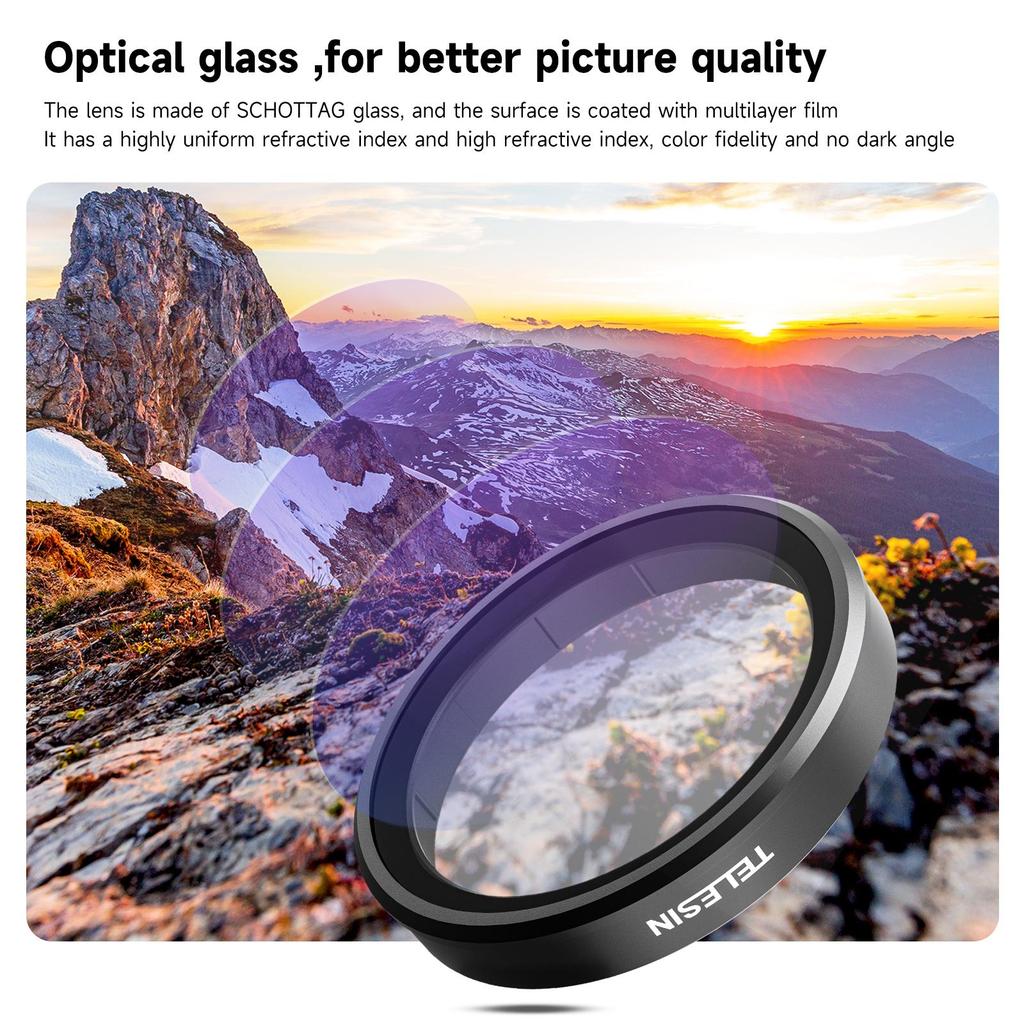 TELESIN CPL ND8 ND16 ND32 Lens Set Aluminium Alloy Frame for DJI OSMO Action 3 4 5pro ND CPL Filter Action Camera Accessories