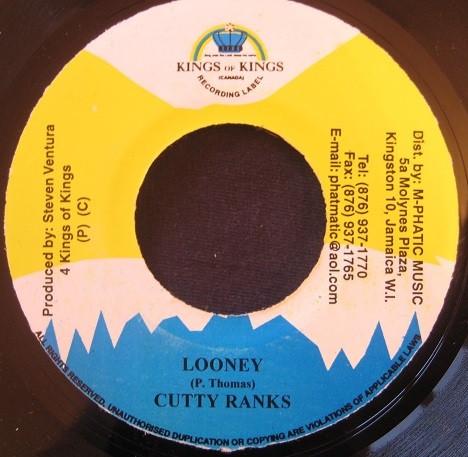 

7inch Record CUTTY RANKS - Looney NONE Kings of Kings Jamaica Reggae, Ska & Dub Used