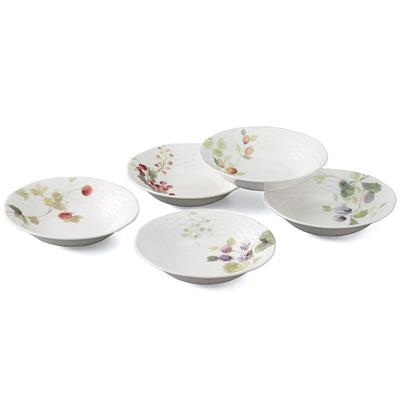 NARUMI Bowl Plate Set Lucy Garden 16cm Berry Pattern 5 Pattern Set Stylish Cute Relief Wedding Gift Microwave Warming Dishwasher Safe Gift Box