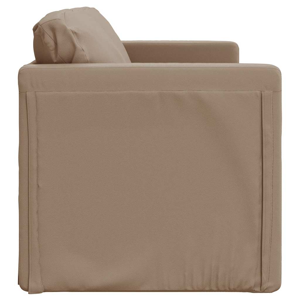 Floor Sofa with Sleeping Function Cappuccino Brown Artificial Leather