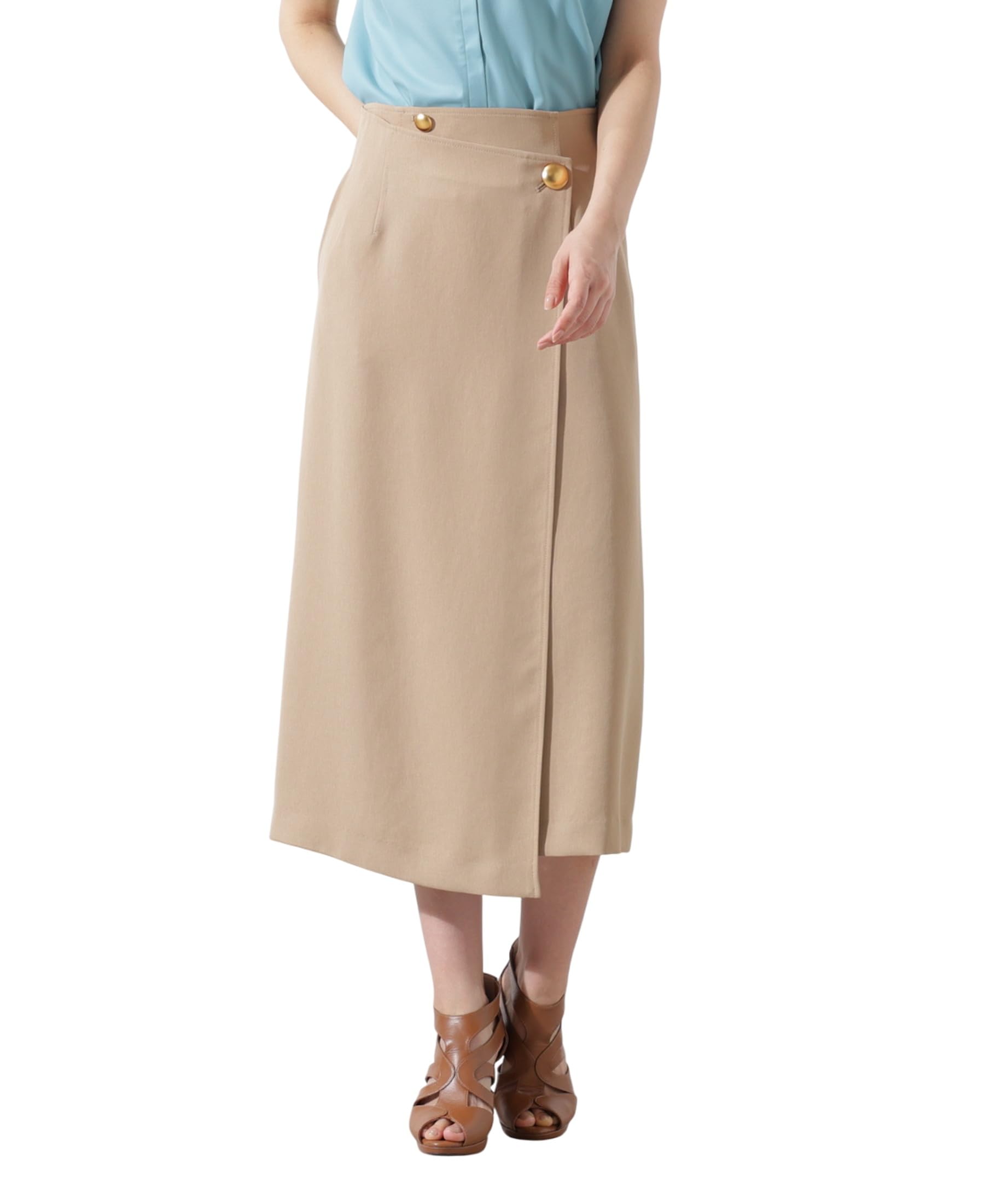 

[Pinky & Dianne] Tight Wrap Skirt (Step Hem) Women s 031-5220713 045Camel 36