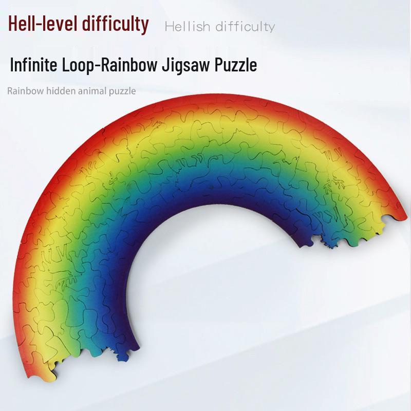

Rainbow Infinite Loop Unique Shape Wooden Jigsaw Puzzle for Adults & Children