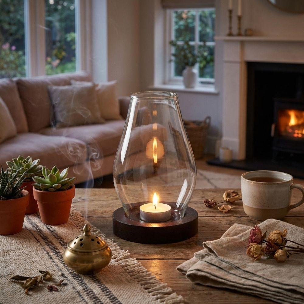 Windproof Tealight Cup Transparent Candle Cup Cover Incenses Stove Lamp  Home Hotels