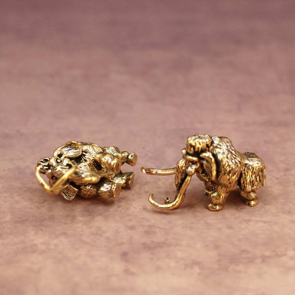 Antique Bronze Cute Mammoth Miniature Figurines Desk Ornament Decorations Copper Animal Sculpture Home Tea Pet Decor Crafts