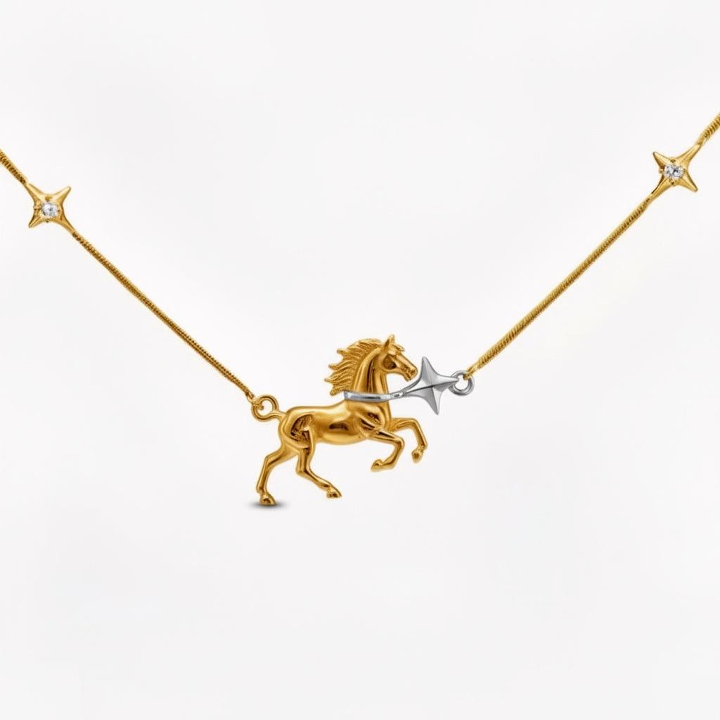 

Fantasy Starry Animal Necklace Electroplating Color Retaining Pony Fox Niche Exquisite Clavicle Chain Copper