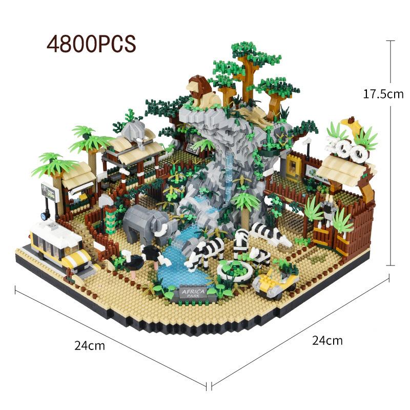 

Creative City Street View Micro Diamond Block Desert Zoo Nanobrick Figures Architecture Model Building Brick Toys Colleciton