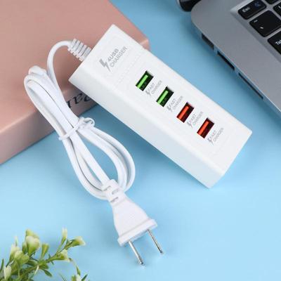 4 Ports USB Schnellladegerät Lade-USB-C-Ladegerät Steckdosenleiste Multi-Splitter-Adapter Tragbares Reiseladegerät