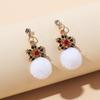 Korea Dongdaemun ins wind winter cute hairball earrings Douyin Internet celebrity rhinestone temperament earrings