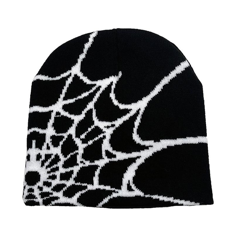 Beanie Fine 2026 Hot Colorful Spider Web Jacquard Acrylic Silk Stretch Textured Charms Golf Beanie Cap