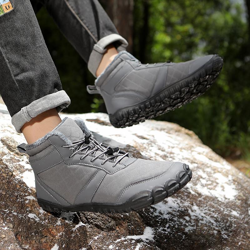TUINANLE Winter Footwear Barefoot Shoes Womens Hiking Boots Wide Toe Box Walking Shoes Men Plush Boots