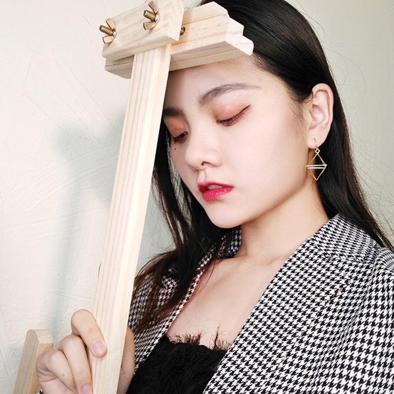 Women Fashion Geometric Pyramid Hollow Triangular Earrings