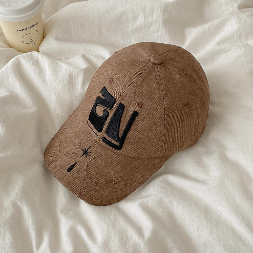 Fashion Hat American alphabet embroidered baseball cap new retro washed old cap men's versatile sun hat children