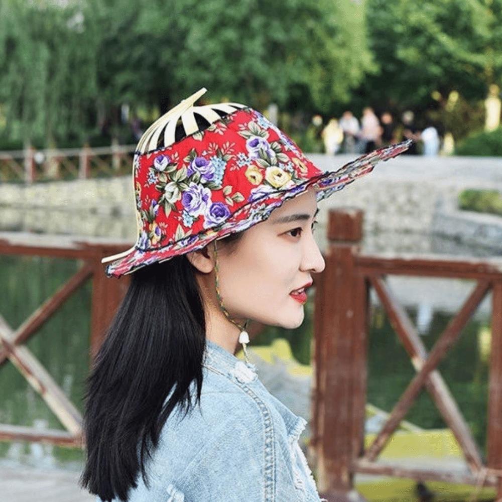 Foldable Fan Sun Hats Wide Brim Bamboo Sunscreen Cap Multi-functional Folding Fan Hat  Summer