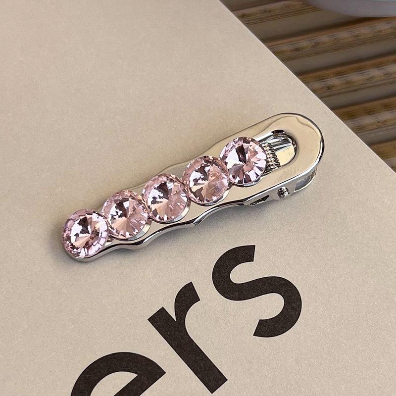 Fashion Luxury Crystal Hairpins Vintage Heart Pink Rhinestone Silver Hair Clips For Women Girls Sweet Barrettes Hair Accessories