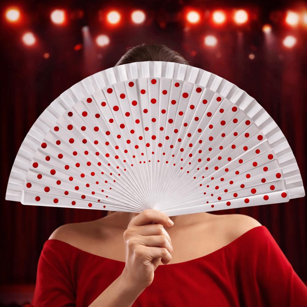 Vintage Flamenco Spanish Folding Fan Wood Handle Decorative Fan Dancing Fan Filming Props