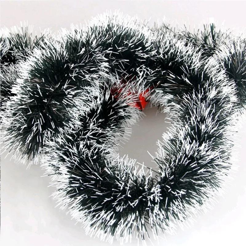 2m Christmas Tinsel Ribbon Garland Xmas Tree Hanging Pendent Ornaments Green Cane Ribbons Wreath for New Year Party Home Decor