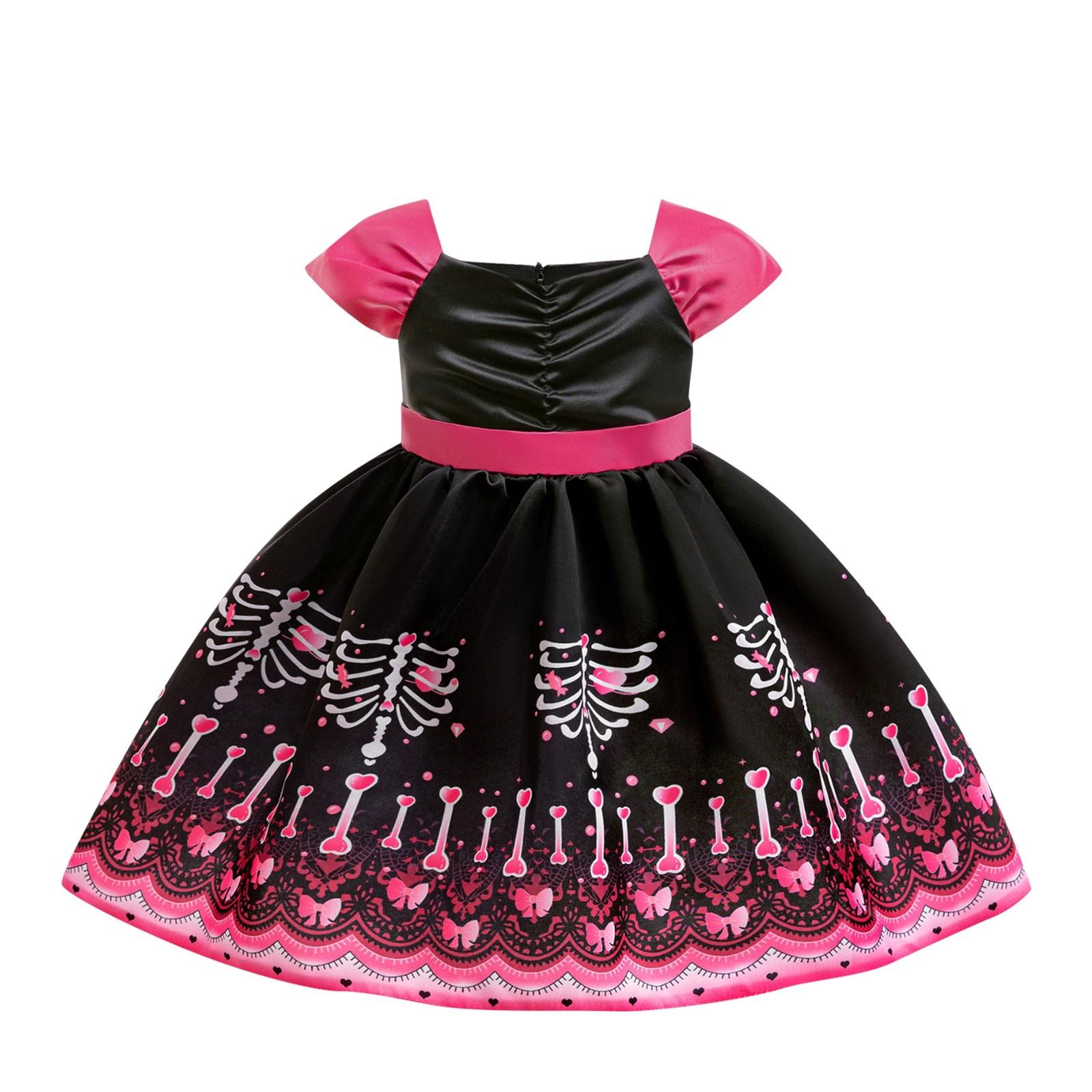 

Хэллоуин Платье для девочек с принтом Платье для ролевой игры Ведьмы Косплей Костюм Маскарадный костюм 90 горячий розовый