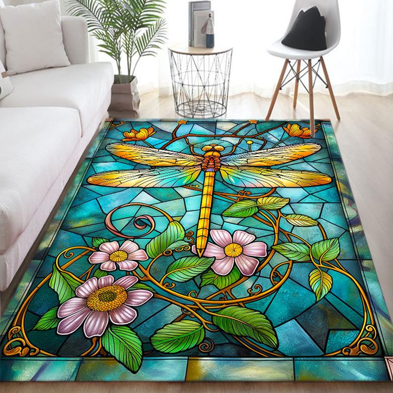 Tappeto Quadrato con Libellula Tappeto Antiscivolo per Soggiorno, Camera da Letto, Studio, Decorazione Corridoio, Perfetto per Decorazione Casa o Regali di Festa