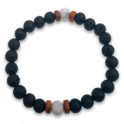 [R2145] - Designer-Armband 'Minéralia' Howlith- Lavastein - 8 mm