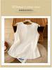 New Chinese style national style cotton embroidery comfortable and simple small vest beige embroidered shirt sleeveless top women