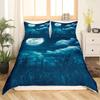 Deep Ocean Duvet CoverSeawater Bright Moon At Sea Starry Night Sky Galaxy Summer Hawaiian Holiday Comforter CoverBedding Set