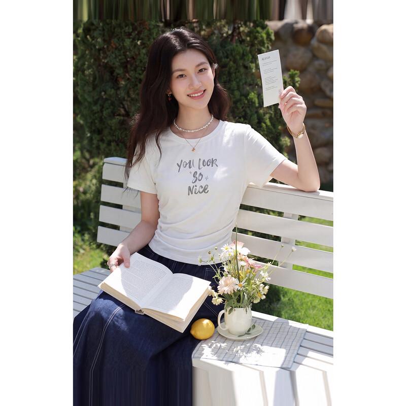 FivePlus Women s Summer T-shirt & Faux Denim Skirt Set L