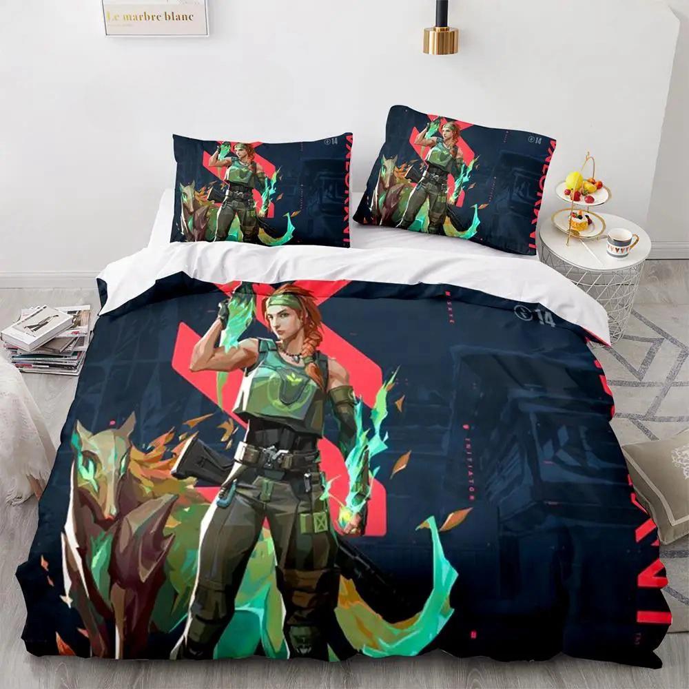 Fashion 3d Print Game Valorant Bedding Set BoysGirls Twin Queen Size Duvet Cover Pillowcase Bed Kids Adult Fashion Home Textile