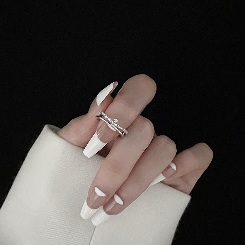 

Niche Design Nail Ring With Diamond Zircon Simple High-End Cold And Trendy Cool Women S Fashion Open Ring Adjustable opening
