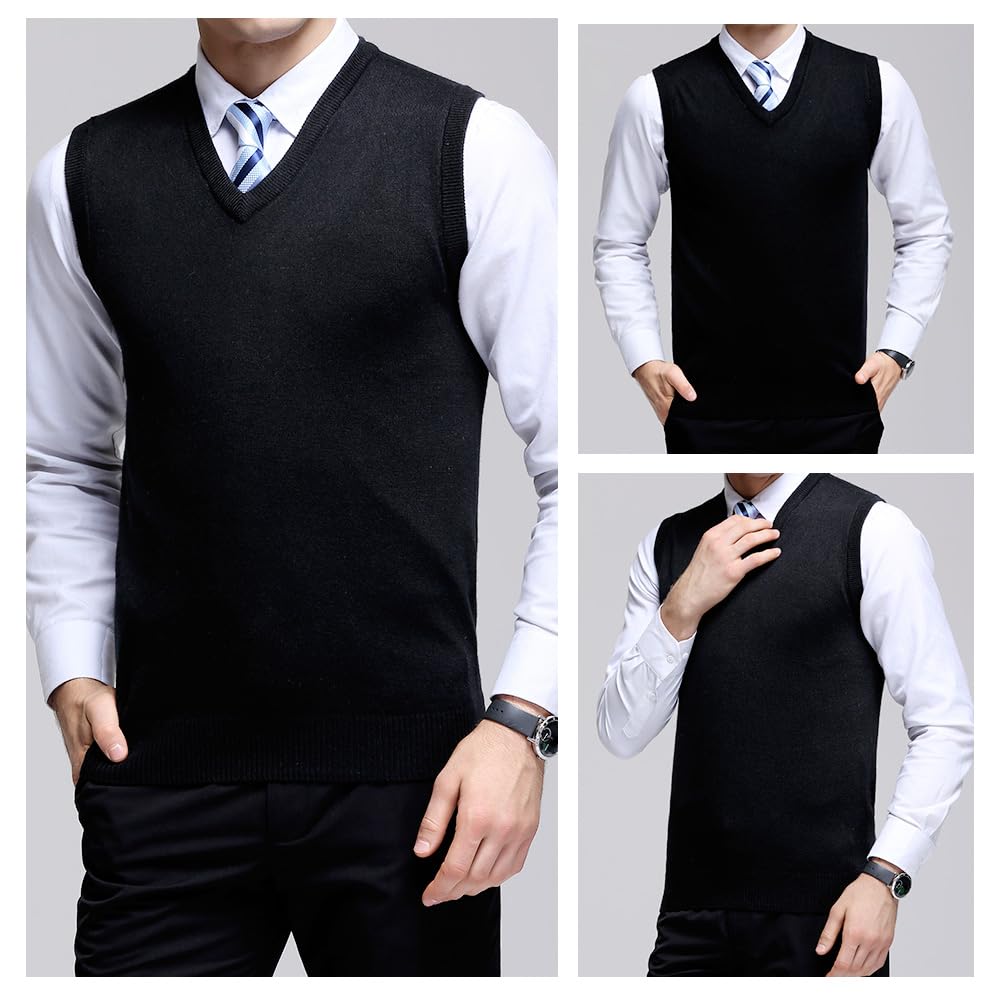 PAFHL Dzianinowy Biznesowy Jednolity Idealny do i Dostępny w Rozmiarach Kamizelka Męska, Dekolt V, Codzienny, Kolor, Cienki, Lekki, Elastyczny, Dojazdy do Pracy, Szkoła,