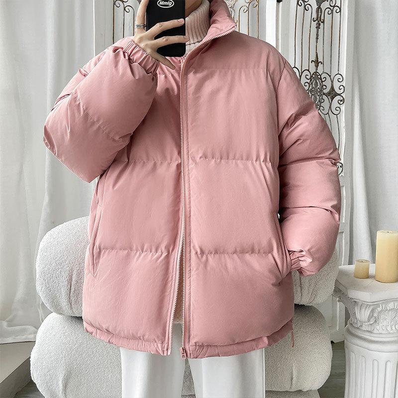 New Men's Solid Color Cotton Jacket, Large Size Bread Jacket, Casual Jacket, Thickened Stand-up Collar Cotton Jacket, Men