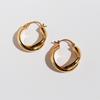Chic Double-Line Cross Circular Earrings - Women's Fashion Metal Hoops