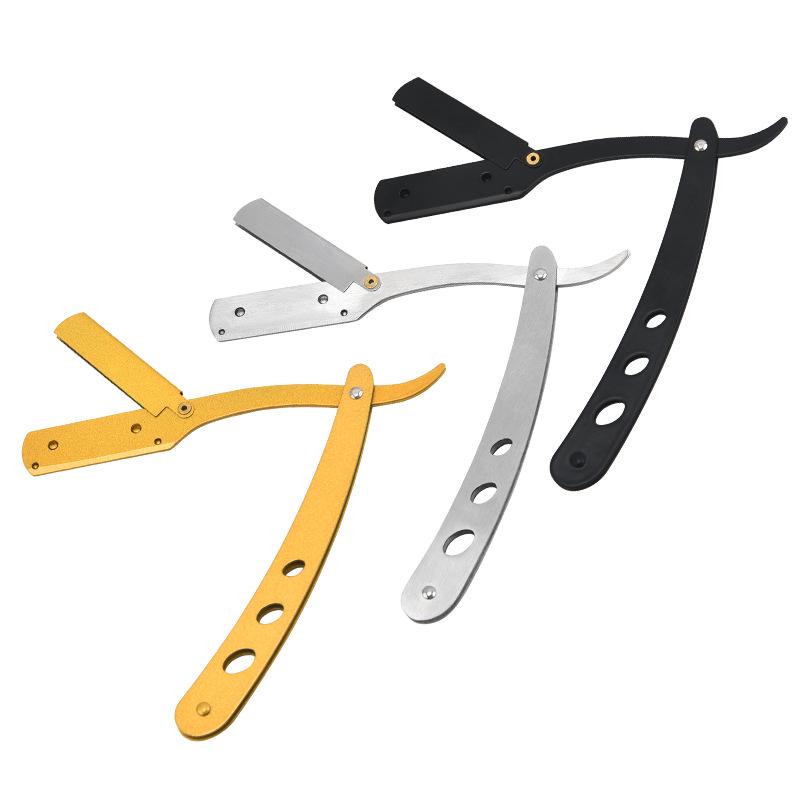 Brici pliabil vintage din oțel inoxidabil pentru bărbierit manual - Suport pentru tuns sprâncene și față pentru uz casnic și comercial