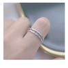Adjustable Open Ring Women Men Double Layer Wavy Texture Minimalist Plated Geometric Band Vintage Chic Jewelry