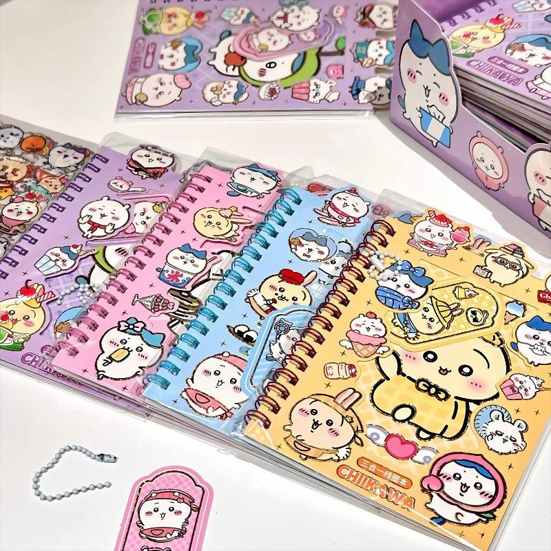 Chiikawa Sticker Notebook, Chiikawa Children's DIY Multi functional Notebook, Student Handbook, Account Coil Notebook