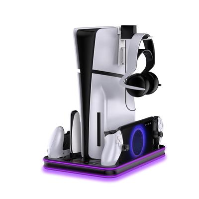 Uniraku Multifunctional Charging Storage Stand for PS5 Slim PS5 Multifunctional Vertical Cooling Docking Station PlayStation Portal Charging Charger