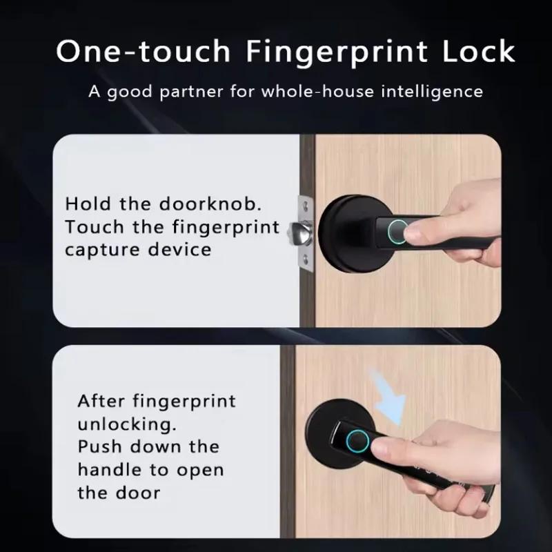 Tuya Smart Fingerprint Door Lock Bluetooth Wireless Password Unlock Keyless Entry Door Lock Home Security Remote Electronic Lock