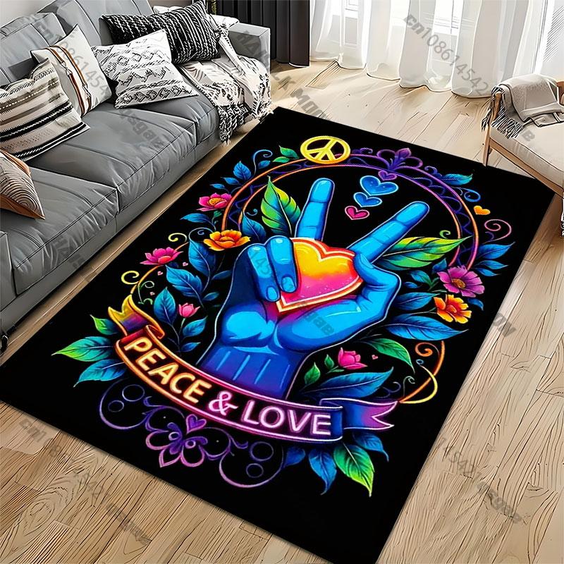 Peace Love Harmony and Unity Carpet Yoga Living Room Room Decor Children's Crawling Mat Doormat Area Rug Games Mat