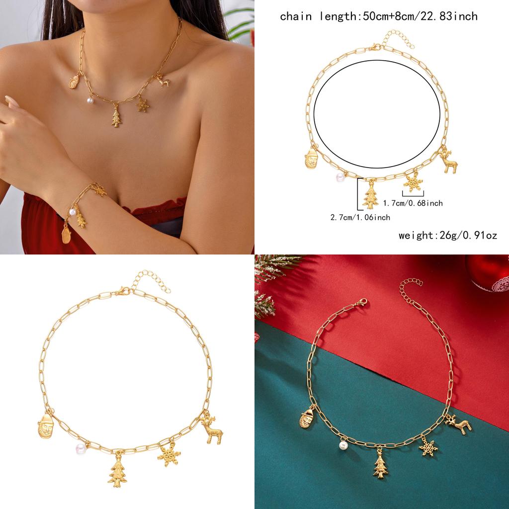 Holiday Snowflake Animal Jewelry Gift Set With Alloy Necklaces And Bracelets For Celebrations