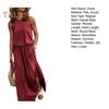 Women Summer Dress Pleated Round Neck Sleeveless Solid Color Loose Slit Hem Maxi Dress Daily Date Party Wear Long Dress