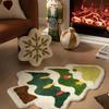 VIKAMA Cartoon Christmas Tree Wool-like Carpet Soft Anti-slip Floor Mat Entry Door Mat Festival Atmosphere Home Decoration
