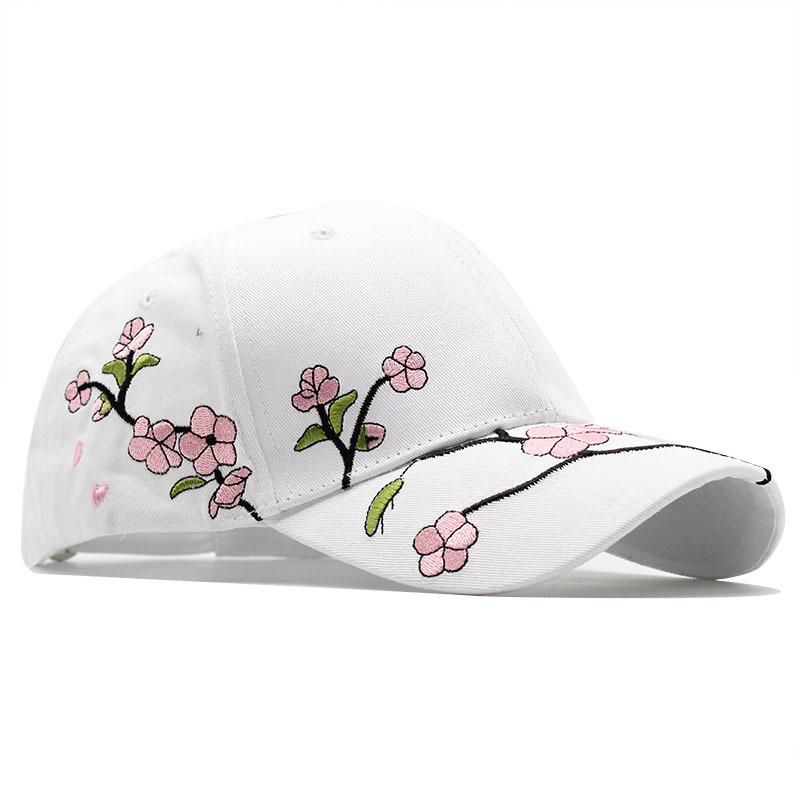 Plum Blossom Peach Blossom Embroidery Baseball Cap Summer Women'S Cotton Casual Cap Sun Protection Visor Hat