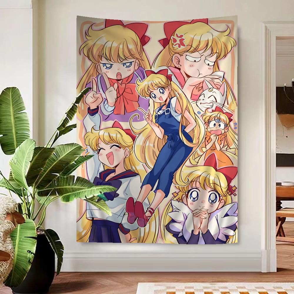 Cute Sailors Girl Moons Printed Large Wall Tapestry Hanging Tarot Hippie Wall Rugs Dorm Art Home Decor