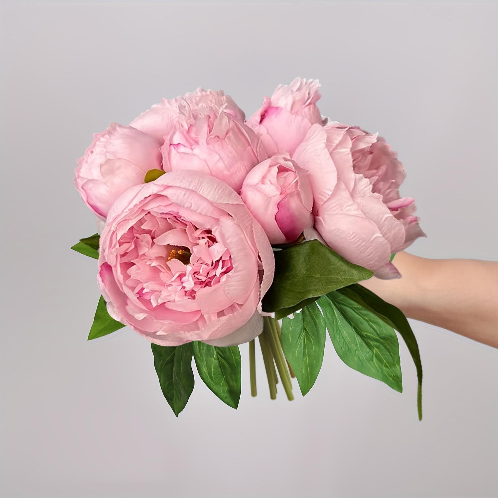 

1 Bouquet Handmade Peony Simulation Flower European Home Living Room Decoration Ornament Handheld Flower 7 Head Bundle Peony Bouquet Fake Flower