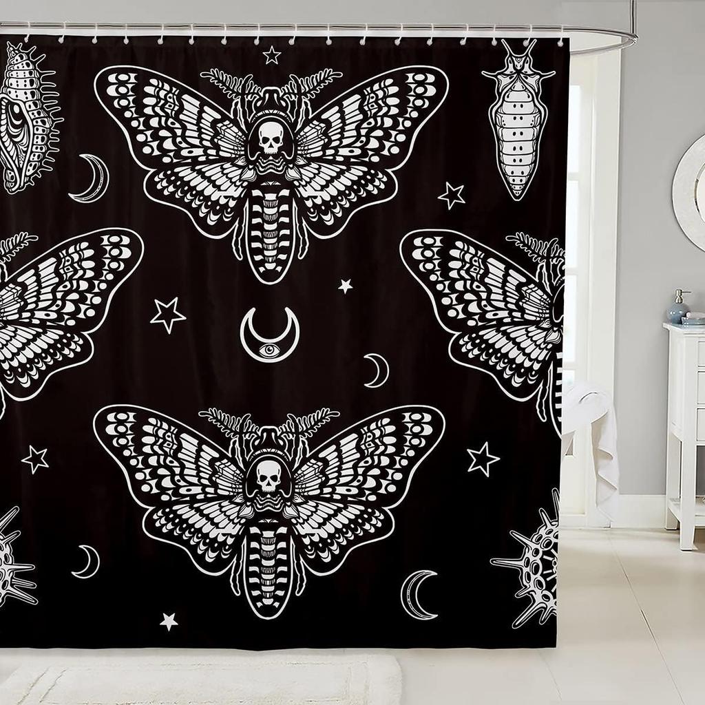 Psychedelic Butterfly Vintage Mushroom Shower Curtain Dragonfly Boho Bathroom Decoration Polyester Fabric Bath Curtain with Hook