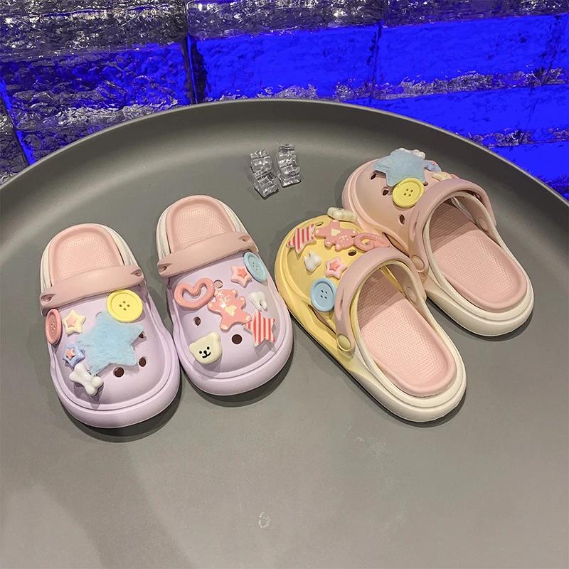 2024 Children Sandals for Girl Summer New Fashion Korean Style Comfortable Anti-slippery Cute Cartoon Versatile Cool Beach Shoe
