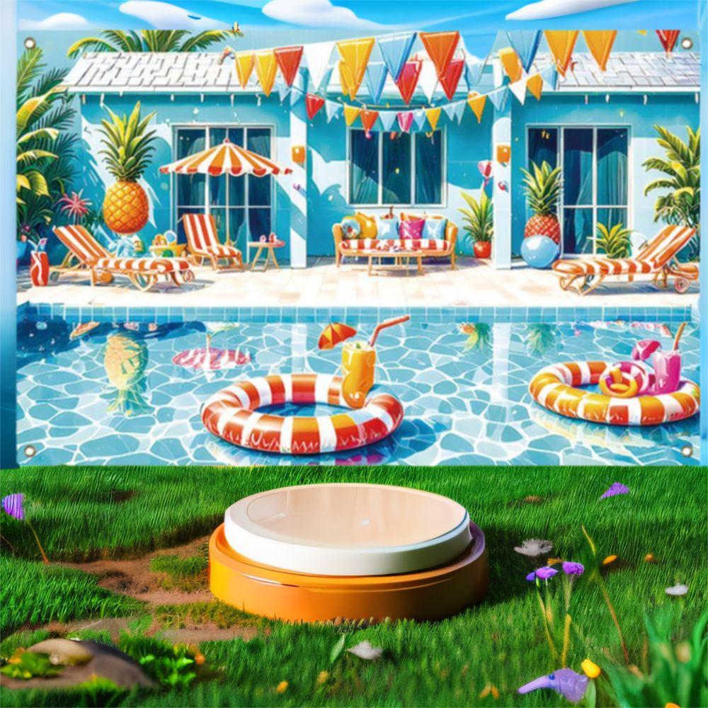 Lebendige Farben Sommer Strand Hintergrund Tropisches Thema Party Hängebanner Gender Reveal