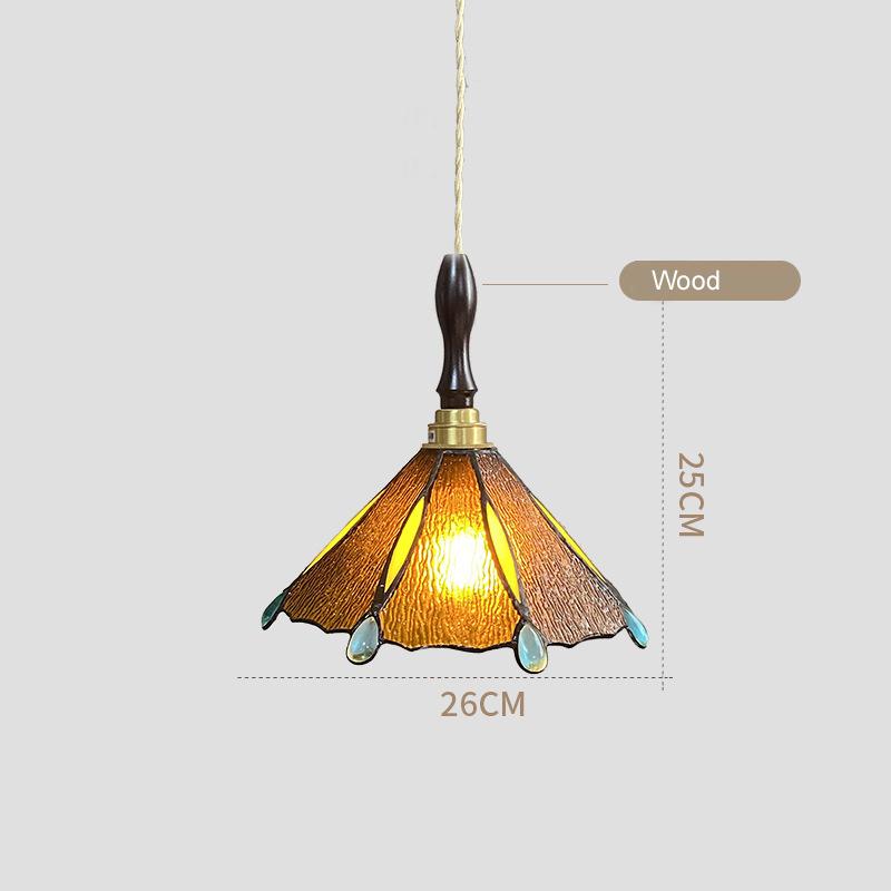 Tiffany Chandelier Retro Creative Stained Glass Lotus Pendant Light Corridor Bedroom Living Room E27 Single Head Hanging Lamps