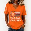 Women’s Fashion Casual Short Sleeve V Neck Pullover Top with 1776 and We the People 250 Years Graphic Print for Everyday Wear
