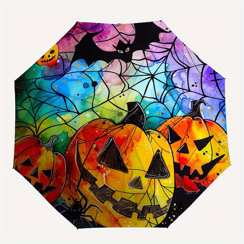 Halloween Watercolor Pumpkins Coasters Set of 4Umbrella, Portable 3-Fold Compact Umbrella,Christmas Gift ES603