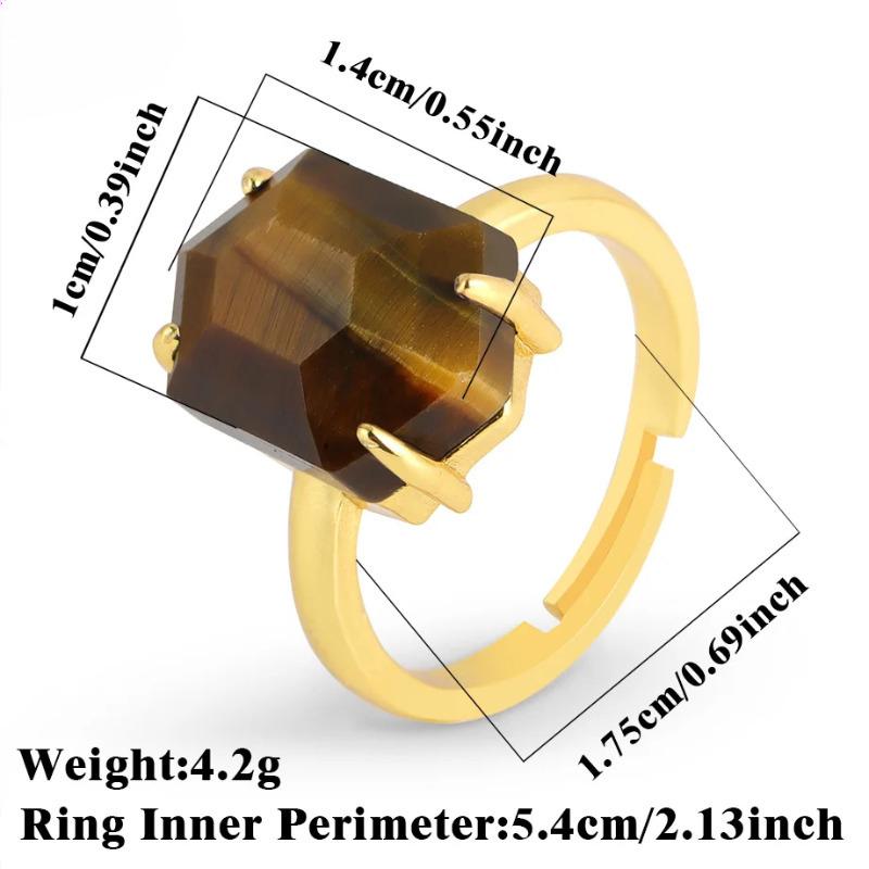 Natural Stone Ring for Men Faceted Crystal Healing Tiger Eye Amethysts Luxury Gold Color Ring Jewelry Accessorise H544